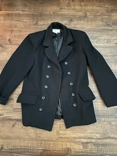 Disney World Employee Cast Member Coat S Uniform Wool Pea Coat Jacket Black