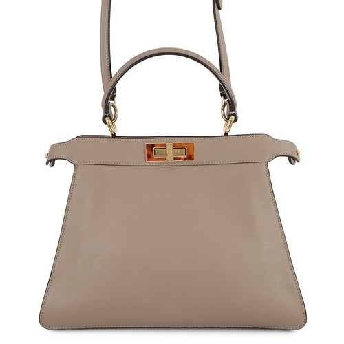 Fendi Peekaboo Isee You Medium Shoulder Bag Gray Leather 8BN321 Used