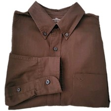Dockers Men's Brown Long Sleeve Button Down Shirt Stain Defender Size L - 16/16
