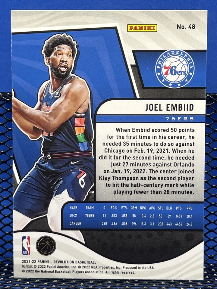 2021-22 Panini Revolution JOEL EMBIID Base 48 Philadelphia 76ers - Image 2 of 2