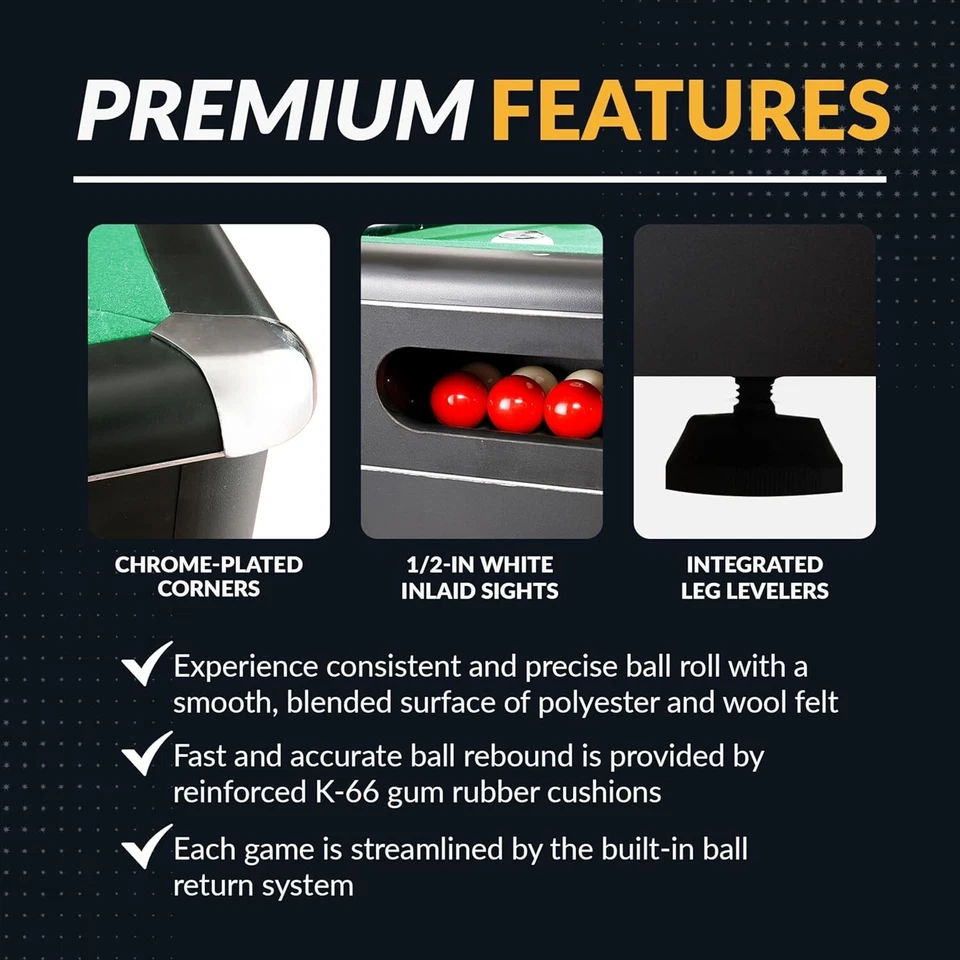 Mesa de bilhar Renegade BG2404PG 54 polegadas ardósia para salas de jogos familiares feltro verde - Imagem 2 de 4