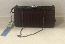 Kate Landry Chocolate Clutch Evening Bag Purse Rhinestone Clasp With Strap NWT