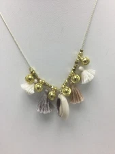 $70 Chan Luu MULTI MIX CHARM TASSEL NECKLACE Neutral  Tones C20C