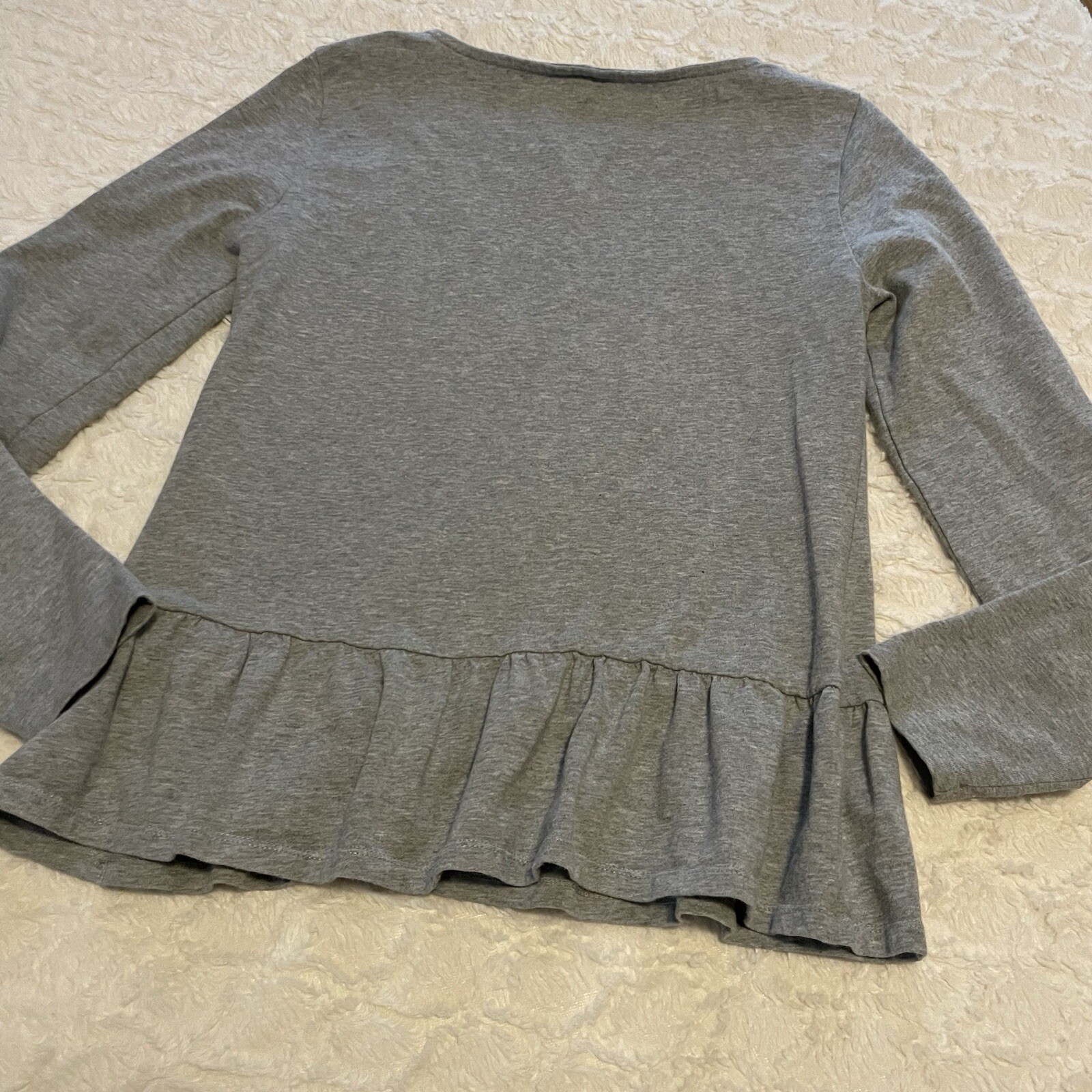 I Crew Solid Grey Gray Ruffled Blouse Small S Lon… - image 3