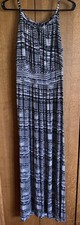 Allison Brittney Size 1X Dress Maxi Black Tan Aztec Rayon Spandex Key Hole