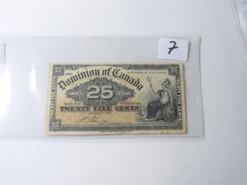 CANADA BANKNOTE SHINPLASTER 1900  25 cent SIGNATURE   BOVILLE NO7 - 第 1/3 張圖片
