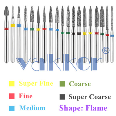 10pc/pk Diamond Burs FG Flame Super Fine Medium Coarse Grit High Speed 862 863