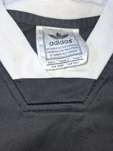 Vintage Adidas Shirt Large & Shorts XXL Black White Jersey Trefoil Logo Soccer - 第 4/14 張圖片