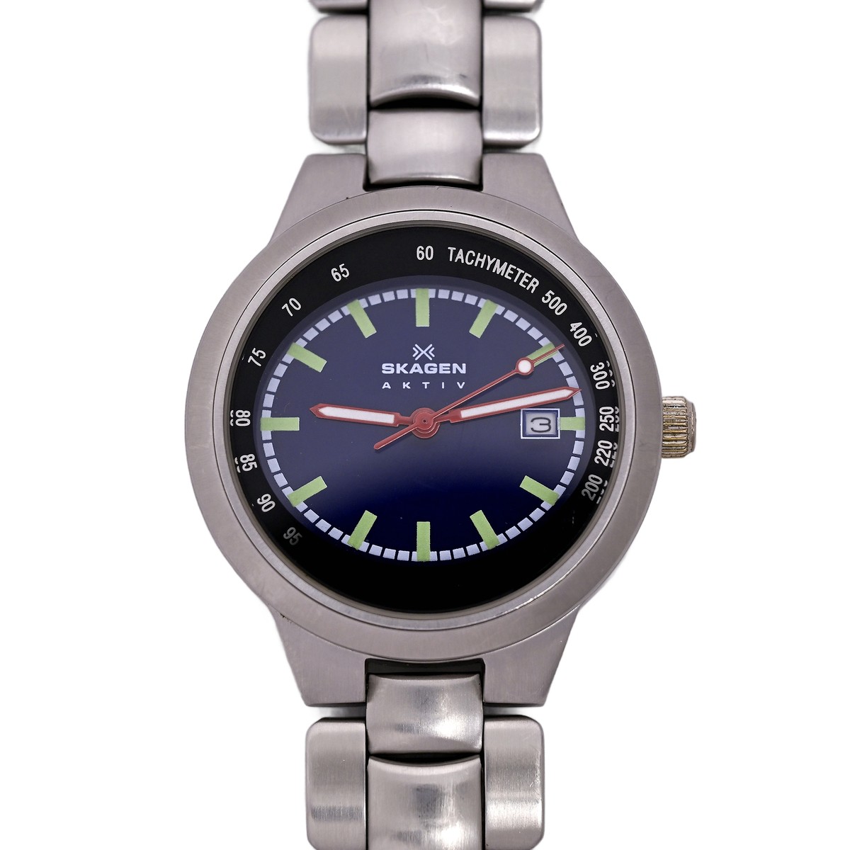 Skagen Mens Ultra Slim Blue Dial Divers Outer Black Bezel 38mm