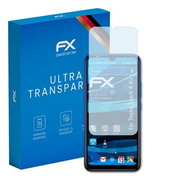 atFoliX 3x Displayschutzfolie für Tecno Spark 4 Air Schutzfolie klar Folie