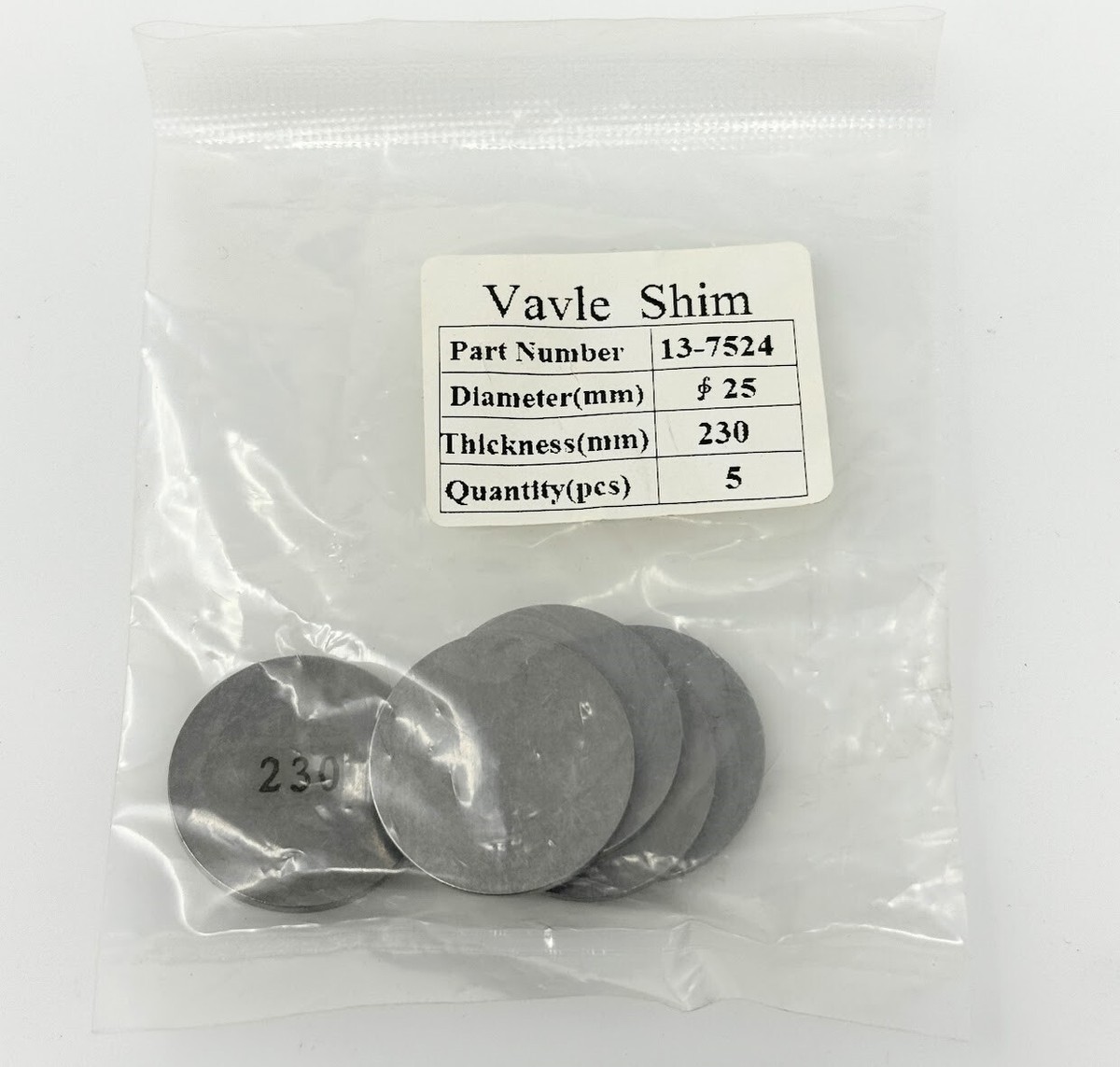 K&L Supply - 13-7524 - 25.00mm Valve Shim Refill, 2.30mm (5 Pack