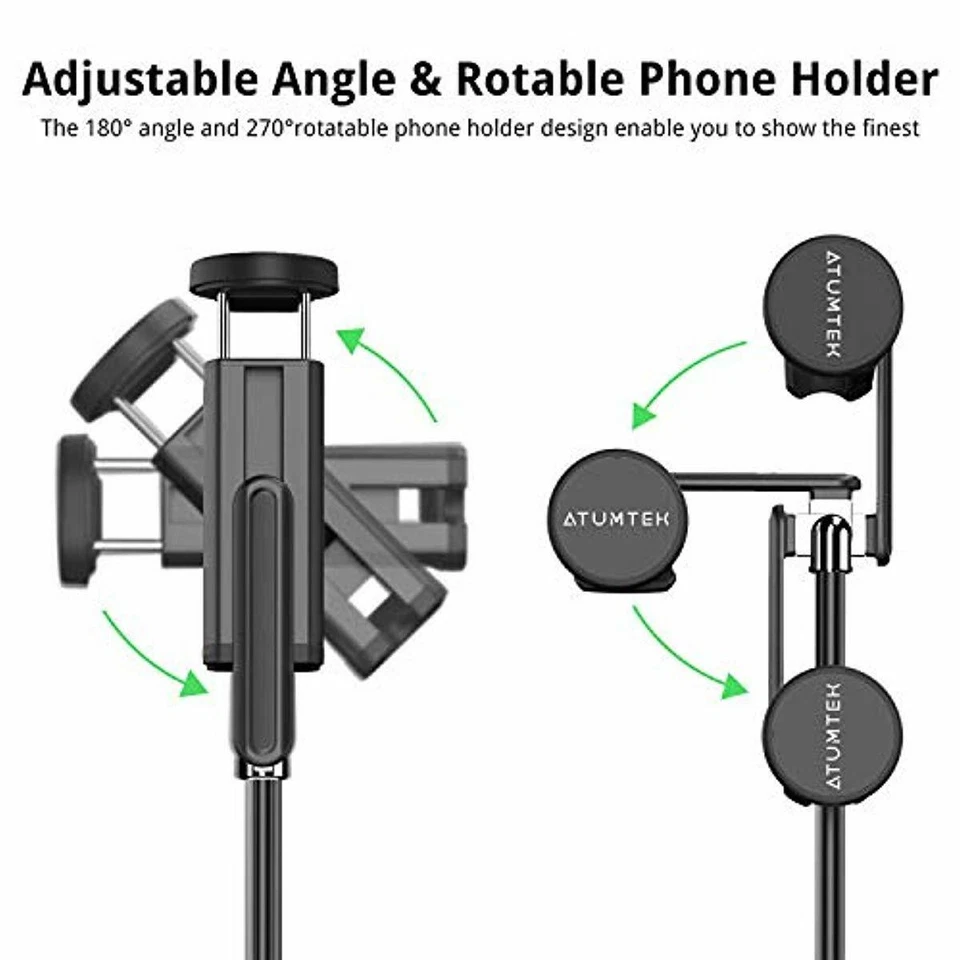 ATUMTEK Bluetooth Selfie Stick Tripod, Mini Extendable 3 in 1 Aluminum Selfie St - Image 3 of 4
