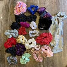 Mixed Scrunchies Hair Tie Lot Bath Shower Makeup Pull Back Soft Vintage