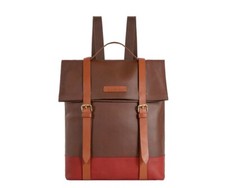HIDESIGN Leather Motor Color blocked Backpack Tan Brown