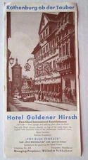 Rothenburg ob der Tauber "HOTEL GOLDENER HIRSCH"  Vintage Brochure - E5G 
