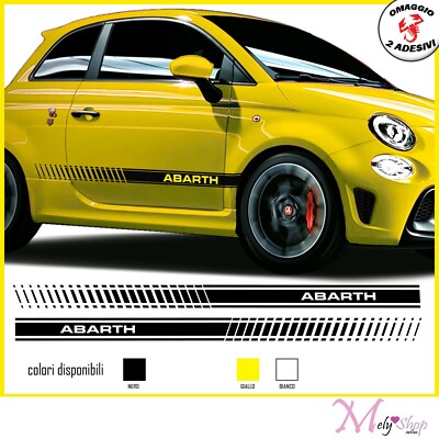 AutoDress® Set Strisce Laterali Adesive Per Fiat 500 - Scegli Il Colore, Quadri, Qualità Orafol, 7 Anni Di Durata