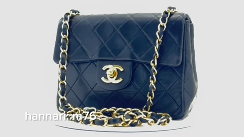 m76 CHANEL Authentic Mini Square Small Chain Shoulder Bag Crossbody Black Lamb - Video 1 van 1