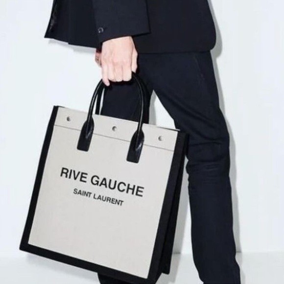 Borsa Tote Autentica Saint Laurent Rive Gauche nuova con etichette in Greggio Nero! MSRP $1990