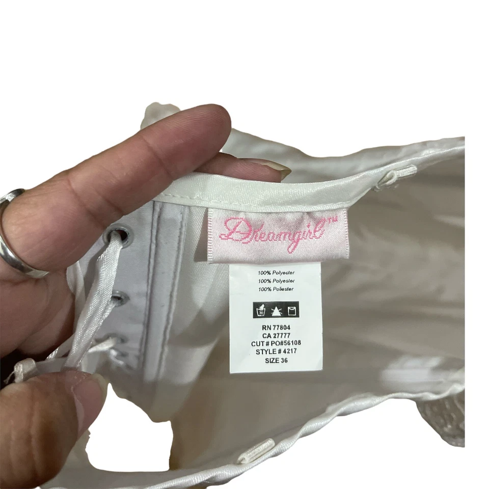 Сексуальное женское белье DreamGirl атласный корсет без бретелек бюстье белый розовый - Изображение 3 из 3