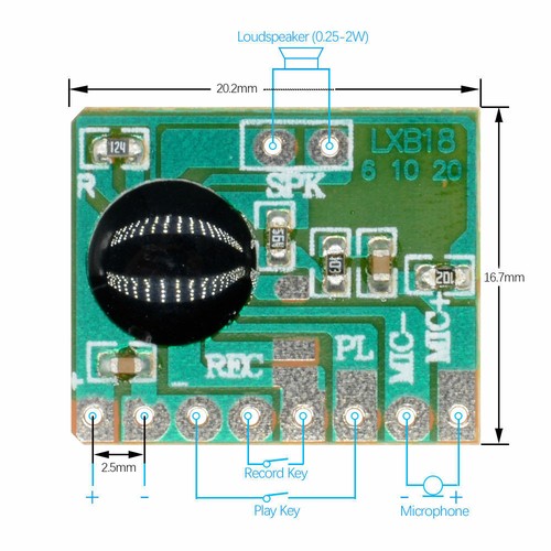6s 30s 120s Sonido Grabable IC Módulo de Grabadora de Voz 8ohm Altavoz Hágalo usted mismo Regalo - Imagen 5 de 10