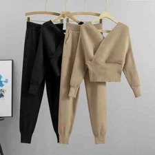 Tracksuit Two Piece Set Women Backless Top And Long Pant Suit Autumn Outfits