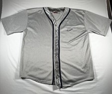Vintage Nike Baseball Jesery Mens Lrg Silver Blank Mesh Gray Tag Made in USA S/S