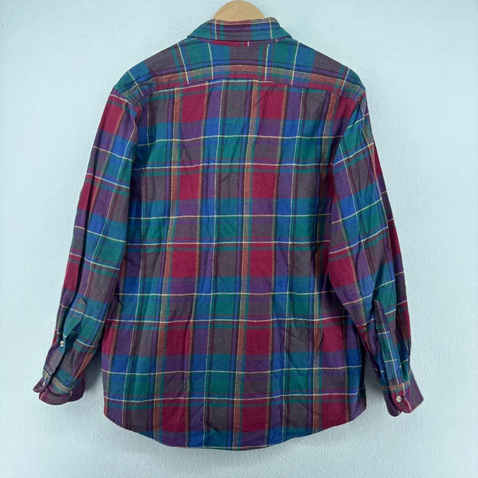 JOHN WEITZ 衬衫男式 M 法兰绒格子单针纽扣棉红色复古 — 第 3/4 张图片