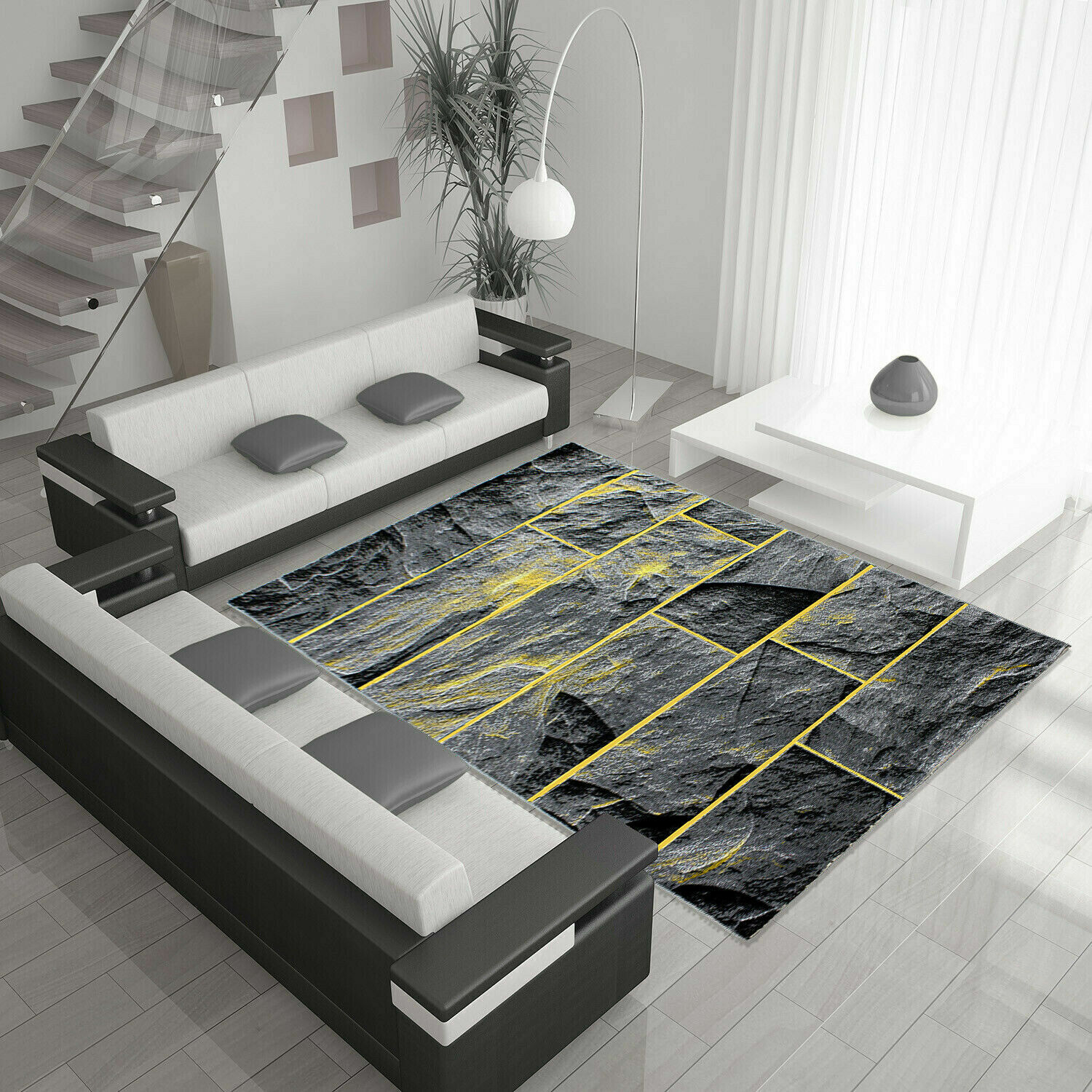 BRICK 9250 OCHRE YELLOW GREY MUSTARD GOLD RUG FLOOR BEDROOM LARGE