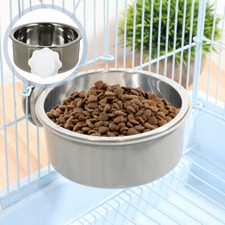 Pet Feeder Cage Water Bowl Hanging Dog Crate Food Plate Drinking Feeding Dishes