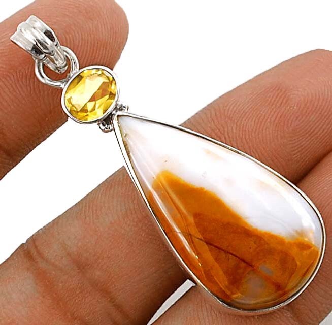 Natural Mookaite Jasper Citrine Sterling Silver Pendant B17-6