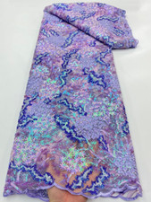 5 Yards Multicolor Sequin Tulle Mesh Fabric Embroidery Retro Lace Netting Sewing