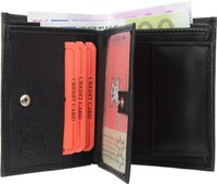 Herren GeldböRse Brieftasche KombiböRse Nappa-Leder 10,0 Cm X 11,5 Cm Schwarz