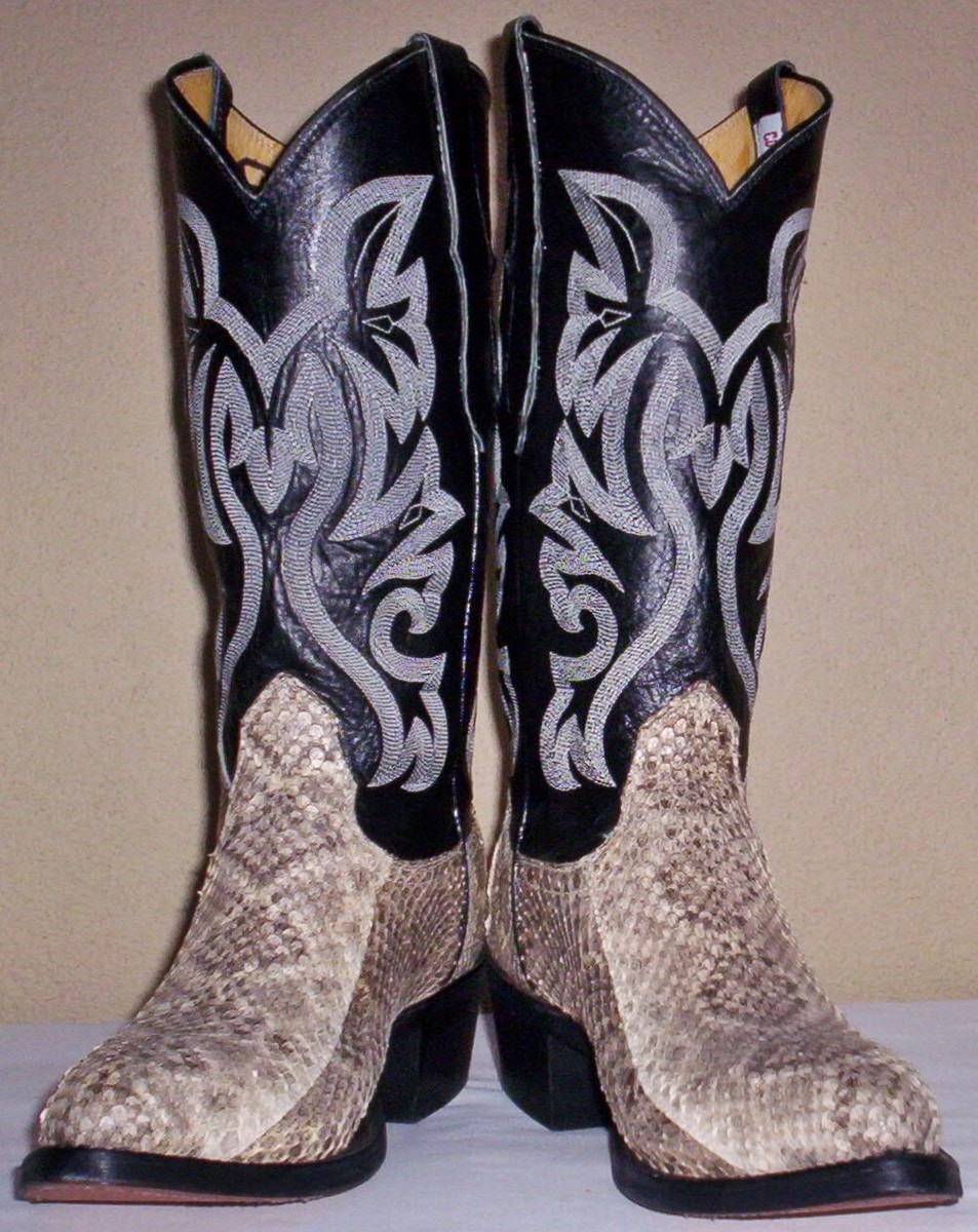 Cowtown Diamondback Rattlesnake Skin Cowboy Boots 8EE, 9D - Main Image