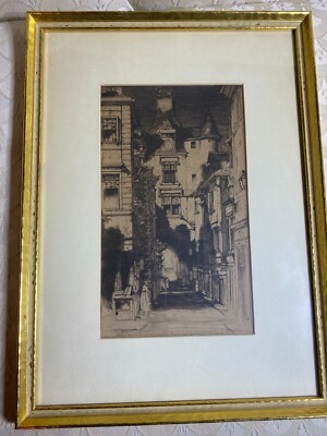 Antique David Young Cameron (1865-1945) ''Ambroise''  Etching -Plate Signed/Framed