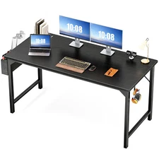Office Fixed Desk, Computer Desk With Side Hook And Pocket, Waterproof Tabletop