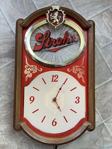 Vintage 1986 Stroh’s Beer Electric Light Up Clock Sign (Good Working Condition)