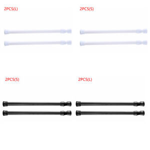 2 Tension Rod Spring Curtain Expandable Loaded Short Extension Rotate Tube 20" 