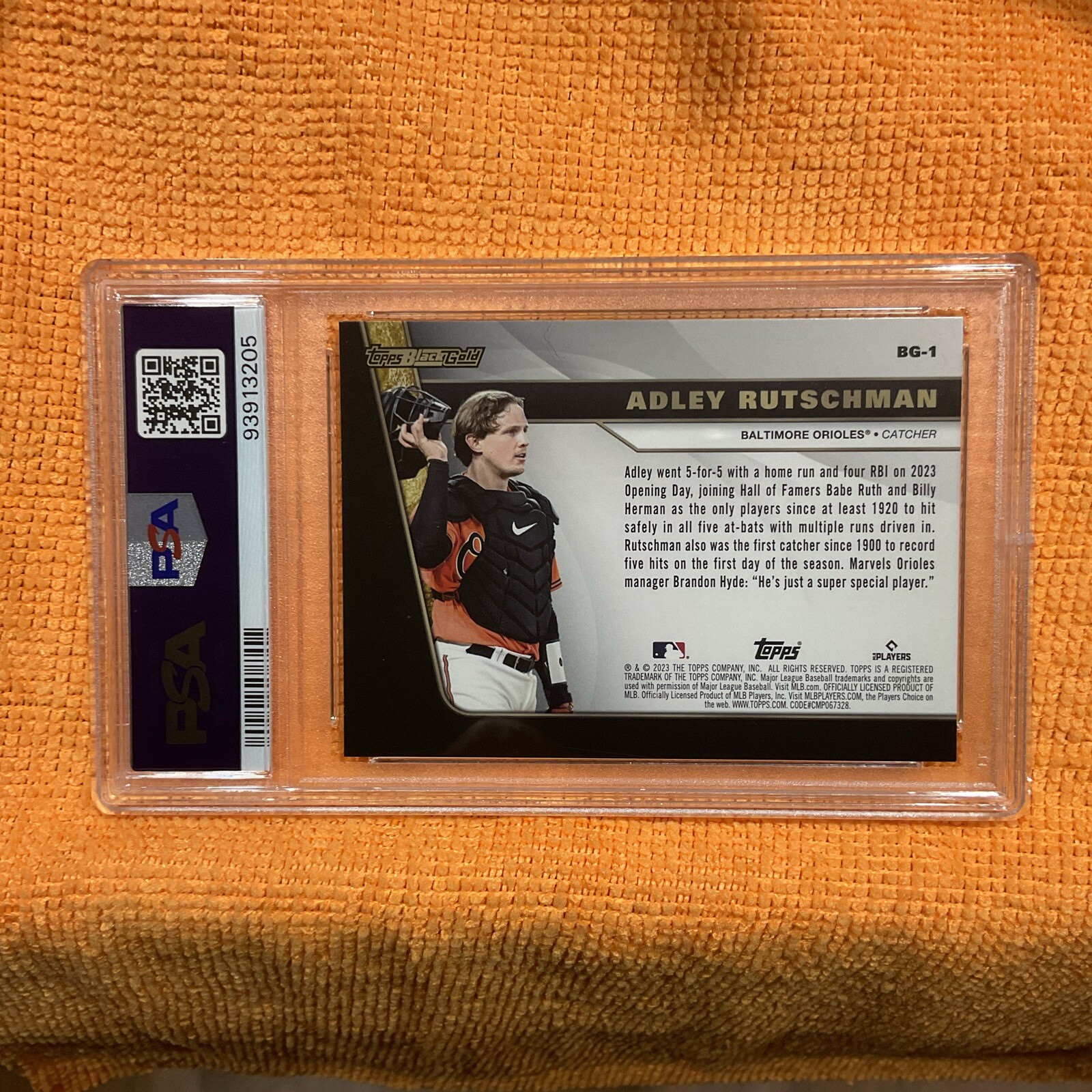 Adley Rutschman 2023 Topps Update Black Gold-Blue #BG1 PSA 10 Rookie Card