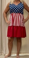 Patriotic, Stars & Stripes, Flag, 4th Of July Dress tiered-SHEIN- Sz Lg