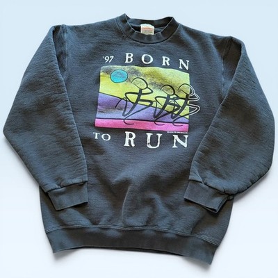 Vintage Oneita Sweatshirt Mens Medium Black Born To Run Freehold NJ Auto USA 90s