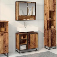 Vidaxl Badezimmerschrank Mit TüR Altholz 65 X 33 X 60 Cm Holzwerkstoff Neu