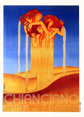   Chianciano Cura del Fegato Vintage Art Print Poster c1920s - 24x36  - Duilio