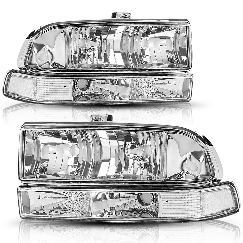  Пара хромированных/прозрачных фар для бампера пикапа Chevy S10 1998-2004 годов выпуска - Изображение 2 из 4