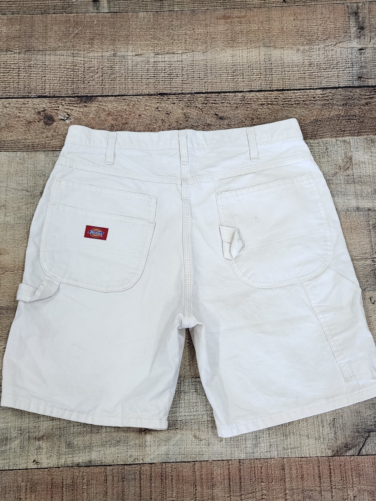 Vintage Dickies Carpenter Shorts Men 34 Cream White Cotton Utility 90s