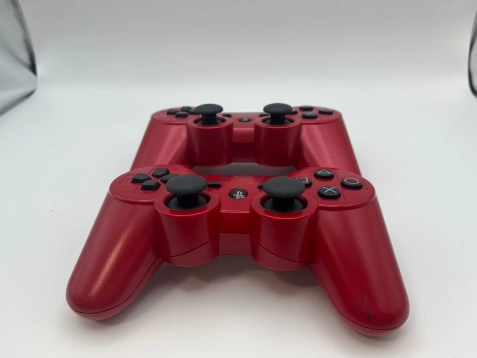 2x Genuine Sony PS3 DualShock 3 Wireless Controllers RED OEM Tested - Image 2 of 4