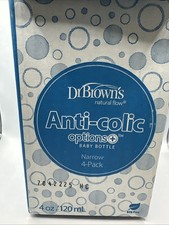 NEW - 4 pack Dr Brown's Natural Flow Narrow Baby Bottles 4 oz Anti-Colic
