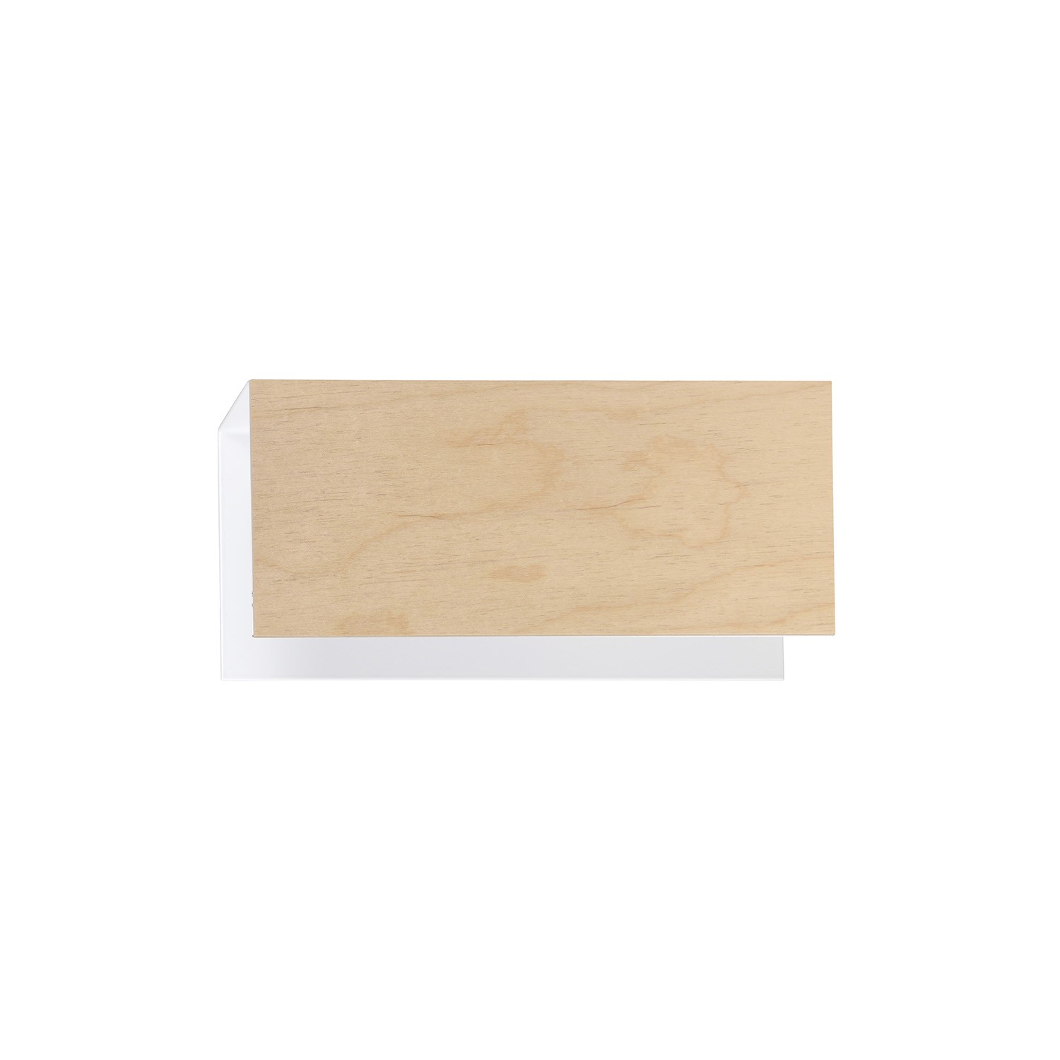 Applique 1 Luce Merlino In Acciaio Bianco Corpo Rettangolare E Legno Naturale