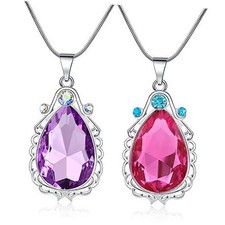 2 Pcs Sofia the First Amulet and Elena Princess Necklace Twin Sister Teardrop