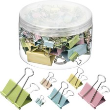 Binder Clips, 120 pcs, Assorted Sizes, Colored Binder Paper Clips, Bulk Paper