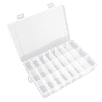 24 Grids Plastic Organizer With Dividers Clear Craft Storage Bead Organizer E...